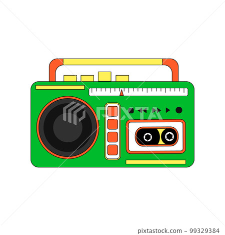 Cassette retro tape recorder. Style of the 80s and 90s Cassette retro tape recorder. Style of the 80s and 90s 99329384
