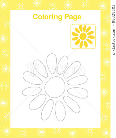 Sun simple outline cartoon coloring page vector illustration, nature environmental element printable educational or leisure game, activity worksheet for kids, teacher resources 99329503