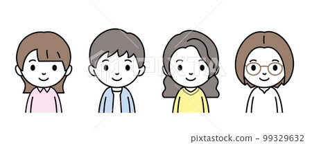 四個女人的各種上半身插畫 99329632