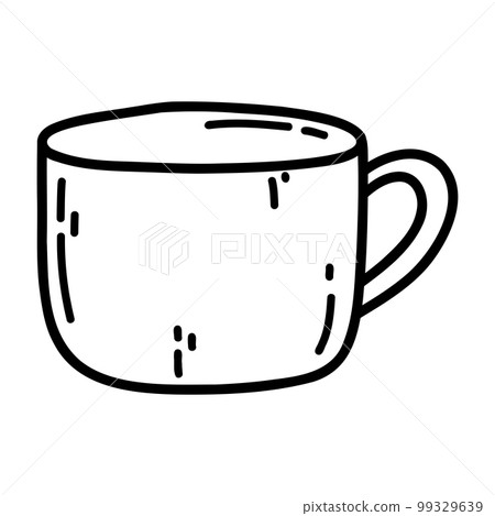 Hand drawn doodle coffee mug icon. Vector illustration of cup with coffee or tea, cartoon design element Hand drawn doodle coffee mug icon. Vector illustration of cup with coffee or tea, cartoon design element 99329639
