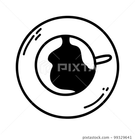 Doodle coffee mug top view. Hand drawn vector illustration of cup with hot drink as cappuccino, espresso Doodle coffee mug top view. Hand drawn vector illustration of cup with hot drink as cappuccino, espresso 99329641
