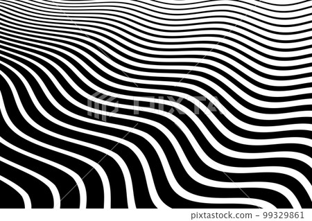 Abstract Black and White Wavy Lines Pattern with 3D Illusion Effect. Vector Art. 99329861