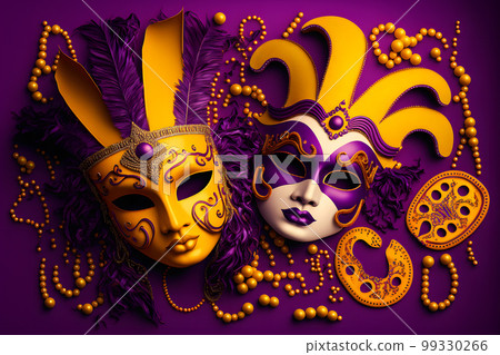 A group of people wearing Venetian Carnival - Stock