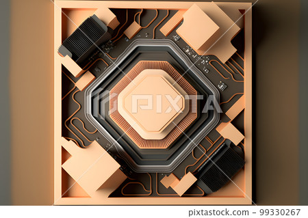 CPU processor with modern futuristic technology appearance. Neural network AI generated art 99330267