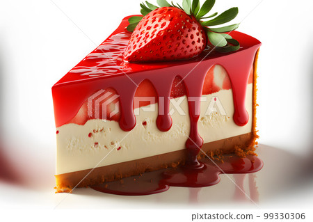 Piece of cheesecake with fresh strawberries and mint. Neural network AI generated art Piece of cheesecake with fresh strawberries and mint. Neural network AI generated art 99330306