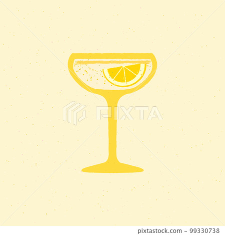 Yellow cocktail with lemon for event. Flat vector illustration with texture Yellow cocktail with lemon for event. Flat vector illustration with texture 99330738