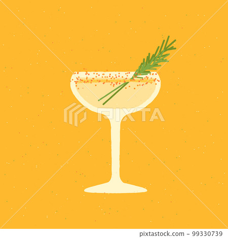 Cocktail margarita with rosemary. Light drink for bar. Flat vector illustration 99330739