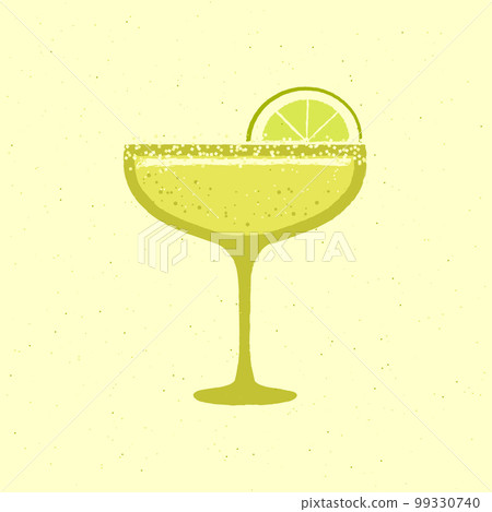 Margarita drink with lime and salt for event. Flat vector illustration with texture 99330740