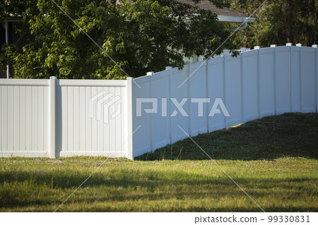White plastic fence for back yard protection and privacy White plastic fence for back yard protection and privacy 99330831