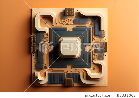 CPU processor with modern futuristic technology appearance. Neural network AI generated art 99331003
