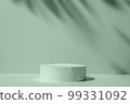 Minimal mint background color with copy space and natural shade and podium to show the product in 99331092