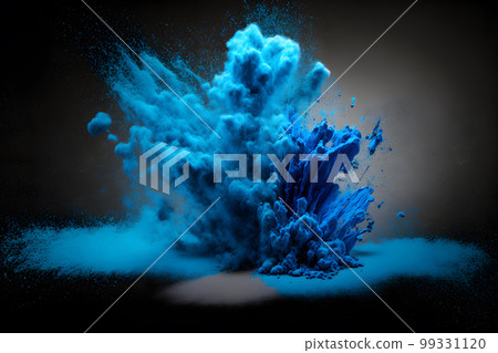 Explosion of blue color paint powder on black background. Neural network AI generated art Explosion of blue color paint powder on black background. Neural network AI generated art 99331120