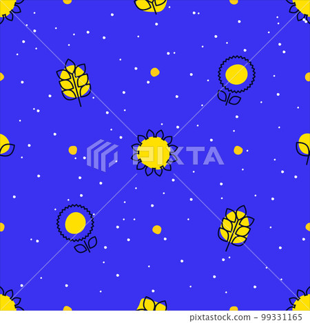Simple, modern style seamless pattern of plants and sunflowers background 99331165