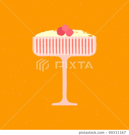 Margarita dessert glass with cream and berries. Vector flat texture illustration 99331167