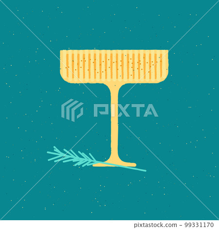 Champagne dessert glass with rosemary. Vector flat texture illustration 99331170