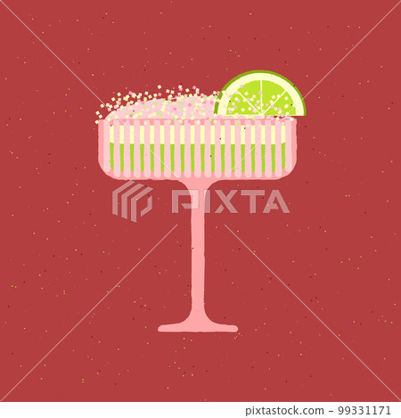 Margarita cocktail glass with lime. Vector flat texture illustration 99331171