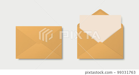 Vector Realistic Yellow Closed, Opened Envelopes with Letter Inside. Folded and Unfolded White Envelope Icon, Mockup Set Closeup Isolated. Message, Alert, Congratulations, Surprise, Secret Concept 99331763