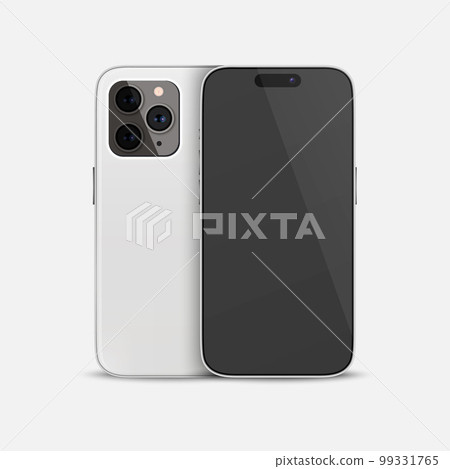 Vector 3d Realistic White Smartphone Case. Telephone Design Template for Mockup. Phone Device, Front and Back Side, Front View 99331765