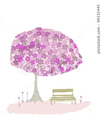 在櫻桃樹下的長凳 99332445