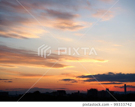 Sky pattern from Arakawazutsumi, Kawaguchi City, Saitama Prefecture (evening view from Sanryo Water Gate) 99333742