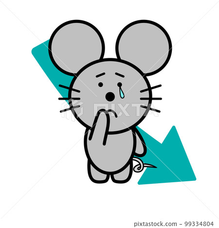 Illustration of a mouse and a down arrow 99334804