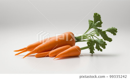 Carrots: Detailed CG Representing a carrot with leaves in a realistic illustration. looks delicious. 99335242