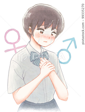 身心兩性不平等的學生的水彩風格插圖 99335270