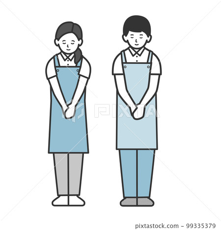 Employee men and women bowing 99335379