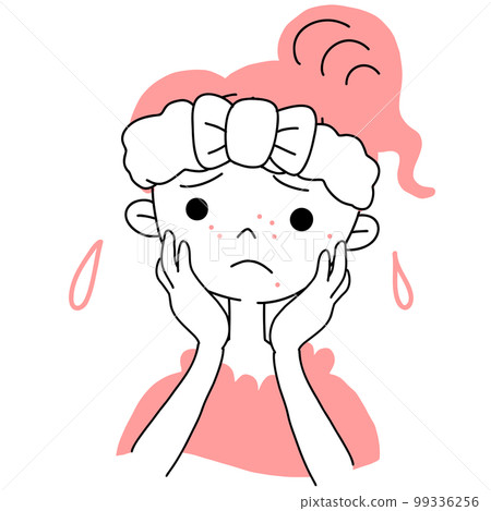 Illustration of a girl suffering from rough skin Illustration of a girl suffering from rough skin 99336256