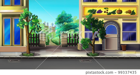 Street of small town illustration Street of small town illustration 99337435