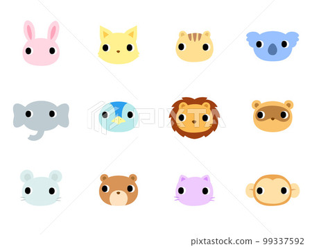 Animal face icon set looking to the left Animal face icon set looking to the left 99337592
