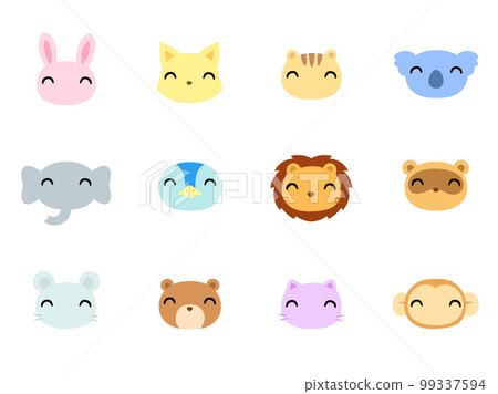微笑的動物臉圖標集 微笑的動物臉圖標集 99337594