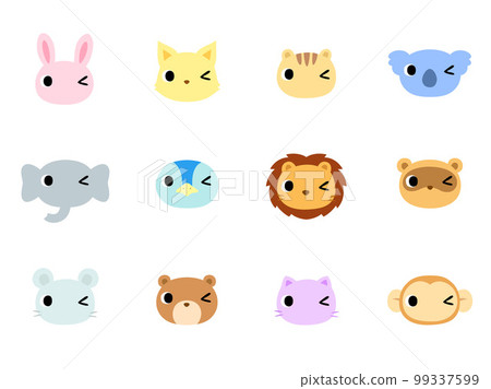 眨眼的動物臉圖標集 眨眼的動物臉圖標集 99337599