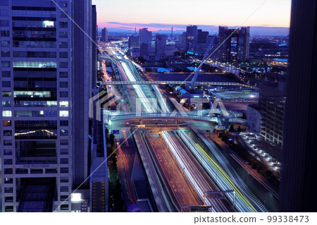 Fuji TV seen from the upper floors of a hotel in Odaiba, Tokyo 99338473