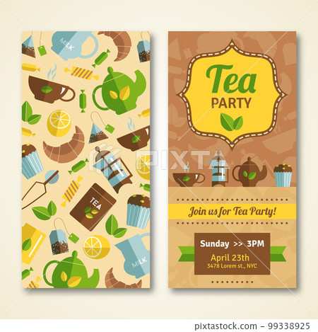 Tea party announcement 2 vertical banners Tea party announcement 2 vertical banners 99338925