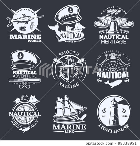 Nautical Emblem Set On Black 99338951