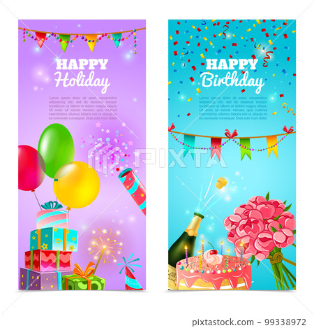Happy birthday holiday celebrration banners set 99338972