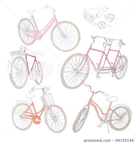 Colorful Hand Drawn Bicycles Set Colorful Hand Drawn Bicycles Set 99339148