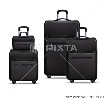 Business Travel Black Realistic Luggage Set 99339341