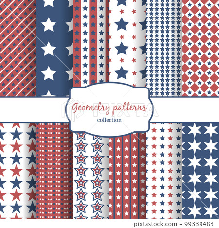 Stars and stripes pattern seamless patterns set 99339483