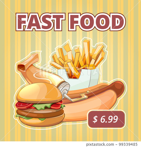 Vintage fast food vector menu poster 99339485