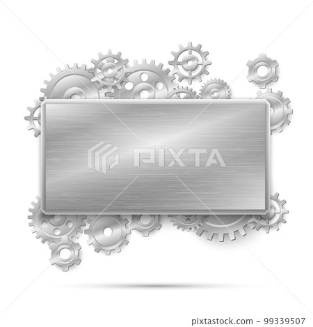 Mechanical steampunk concept vector illustration. Banner with metal gears Mechanical steampunk concept vector illustration. Banner with metal gears 99339507