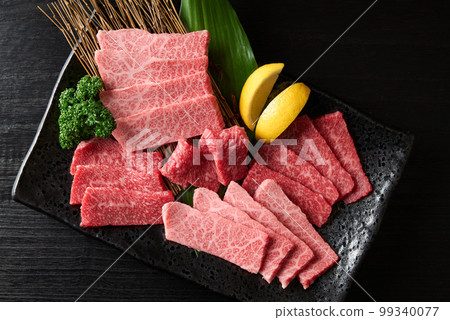 Marbled and Lean Meat for Japanese Wagyu Beef Yakiniku Marbled and Lean Meat for Japanese Wagyu Beef Yakiniku 99340077