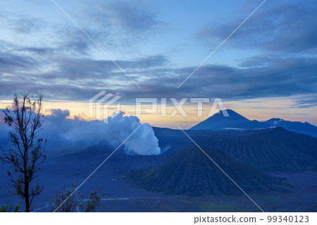 Mount Bromo and Mount Semeru at dawn (East Java) 99340123