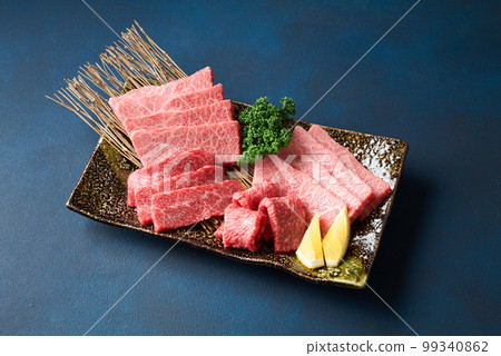 Marbled and Lean Meat for Japanese Wagyu Beef Yakiniku Marbled and Lean Meat for Japanese Wagyu Beef Yakiniku 99340862