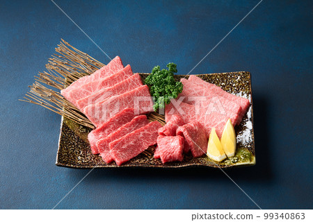 Marbled and Lean Meat for Japanese Wagyu Beef Yakiniku Marbled and Lean Meat for Japanese Wagyu Beef Yakiniku 99340863