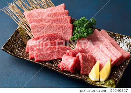 Marbled and Lean Meat for Japanese Wagyu Beef Yakiniku Marbled and Lean Meat for Japanese Wagyu Beef Yakiniku 99340867