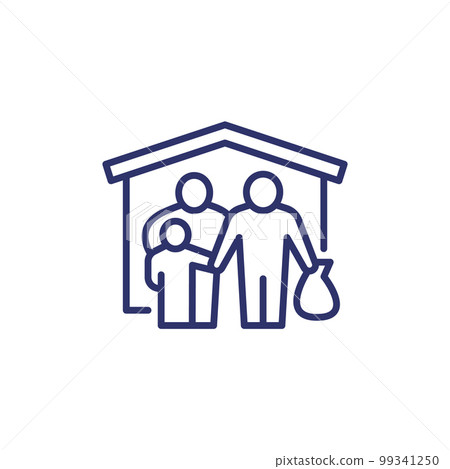 refugee shelter line icon, vector refugee shelter line icon, vector 99341250