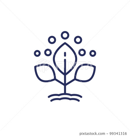 fertilizer and plant, fertilization line icon 99341316