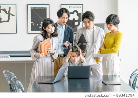 Business scene panic harassment 99341794